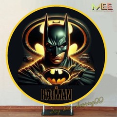 Round Batman Superhero Backdrop Cover Birthday Party Photo Background Decoration