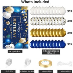 Blue and Gold Birthday Confetti Balloons – Photo Backdrop
