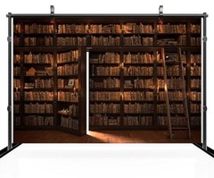 7x5ft Magic Bookshelf Backdrop Magical Wizard Library Opening Door 7x5FT B1-331