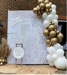 Shimmer Wall Backdrop for Party – Matte White 24 Panels Square Sequin Wall…