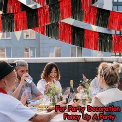 4 Pack 10 Feet Black Red Parade Floats Foil Fringe Garland Metallic Tinsel