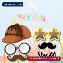 Party Photo Booth Props – 60-pc Photobooth Kit with 8 x 10-Inch Sign, 60 Adhesiv