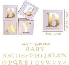 Baby Shower Decorations Baby Balloon Boxes Blocks with 30 Letters for DIY Boy…