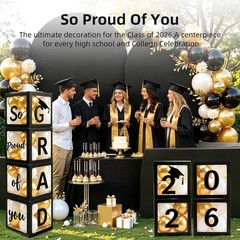 2026 Graduation Party Decorations – Black Balloon Boxes with Letters, «GRAD» …