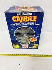 Halloween Candle Tomb With Skeleton Vintage New!!!