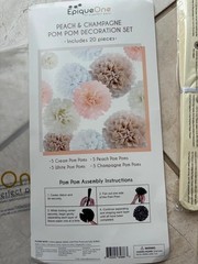 Epique one Pom Pomdecoration set One Peach & Champagne x20 birthday wedding