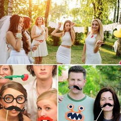 89-Piece Photo Booth Props Set Funny Selfie Props Sticks for Party Wedding Birth