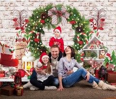 Christmas Theme Backdrop 8x6ft Merry Christmas White Brick Wall Photography Bac