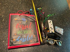 Graduation Bundle: Centerpiece, Confetti, Glasses, Stickers, Toy Duck, And Bag