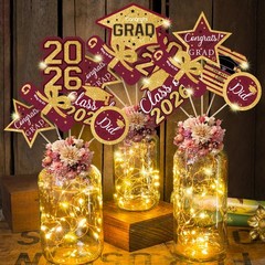 30 PCS Maroon Gold Graduation Table Centerpieces Sticks Class of 2026
