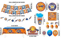 161 Pcs Dart War Battle Zone Party Decoration Gun Plates Balloons Cake Topper
