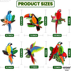 , Large Tropical Birds Honeycomb Cutouts – 9X7.7 Inch | Paper Bird Decorations,