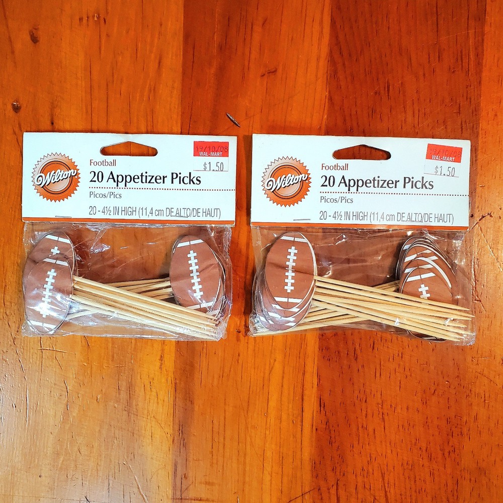 40 Vtg WILTON Fancy Decorative Cocktail Toothpicks Football Skewers Charcuterie