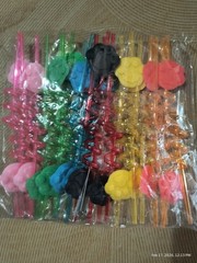 24 Piece Reusable Straws Paw Print Party Favors for Kids + 2 Cleaning Brushes