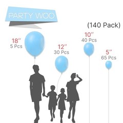Light Blue Balloons 140 pcs Different Sizes of 18 12 10 5 Inch Baby Blue-y4