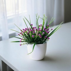 Artificial Floral Arrangement in Pot for Home Table Decor Living Room Office