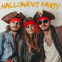 Comfortable Halloween Pirate Costume Set – 2 Red Headbands & 2 Black Eye Patches