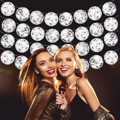4pcs Sliver Disco Ball Party Banners 70s Disco Birthday Party Decoration Disc…