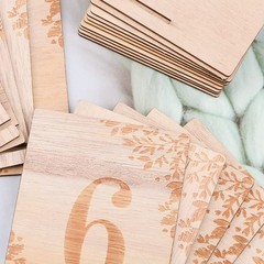 10pcs Wooden Table Numbers Rustic Table Signs with Base Holder Place Card Holder