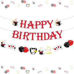 Magic Show Birthday Party Decorations – Happy Birthday Banner and Garland, Magic