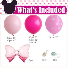 136Pcs Pink Mouse Birthday Decorations, Pink Rose Pink Polka Dots for Mouse T…