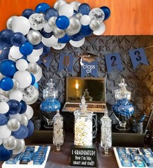 124pcs Blue Silver White Balloons Garland Arch Kit 5/10/12/18 Inch Royal Navy…