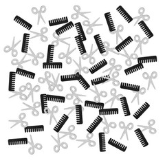 120 PCS Barber Themed Confetti Silver Black Glitter Haircut Salon Decor