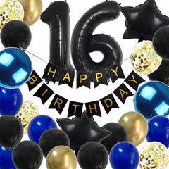 16Th Birthday Decorations Boys – Royal Blue Gold Happy 16 Birthday Balloons