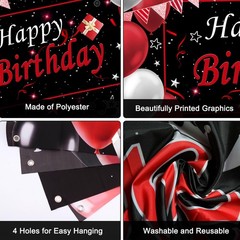 Red and Black Party Decorations, 52 PCS Birthday Decorations for Men Women Bo…