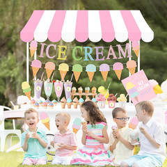 Ice Cream Party Stand Decor Kit, Summer Sundae Playstand Play Shop ICE CREAM Ban