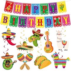 Cinco de Mayo Party Decorations Set Happy Birthday Banner Mexican Fiesta Red