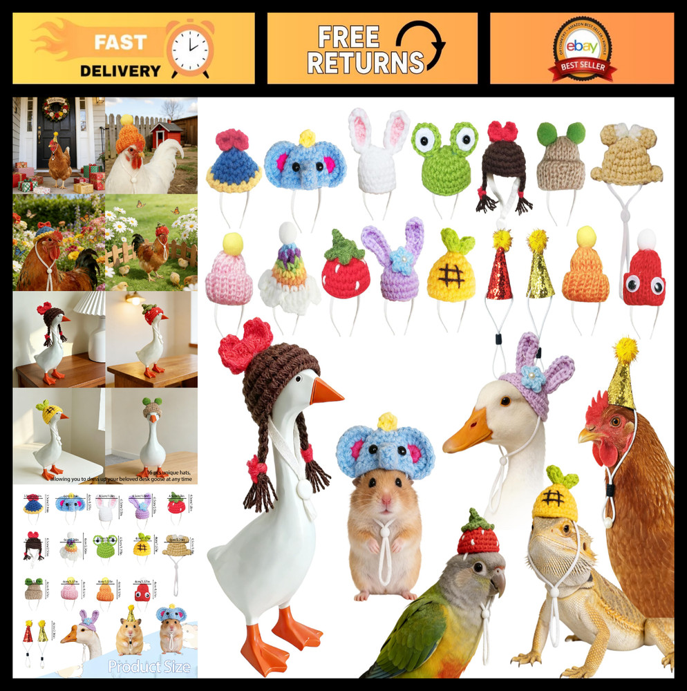 16 Pcs Adjustable Mini Hats for Hamsters, Lizards, Birds & Small Pets – Party Co