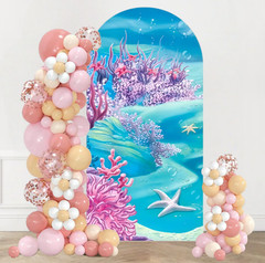 Mermaid Princess Ariel Arch Backdrop Cover Birthday Photo Background Party Decor