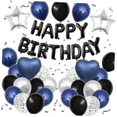 and Black Birthday Decorations for Men,Blue Black White Balloons Navy Blue