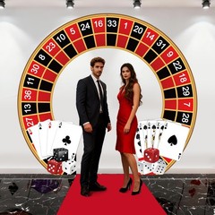 Casino Party Decorations Casino Night Roulette Wheel Photo Prop Backdrop with…