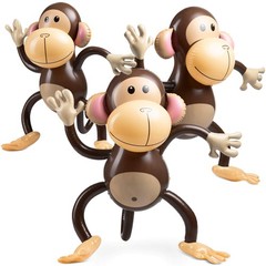 Large Inflatable Monkey (Pack of 3) 27-Inch Monkeys for Baby Shower, Safari, …