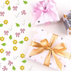 120 PCS Silly Goose Confetti Pink Bow White Pink Glitter Table Scatter