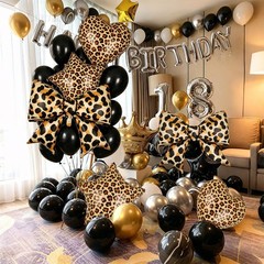 Cheetah Print Bow Balloons Leopard Balloon Jungle Animal Theme Party 16Pcs
