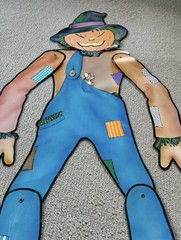 Vintage Halloween Decoration Scarecrow Diecut Cutout Jointed Hinged 3ft