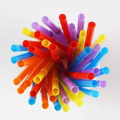 500 Pcs Colorful Flexible Disposable Plastic Drinking Straws.(0.23» diameter…