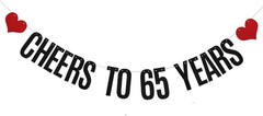 Black Cheers to 65 Years Glitter Banner,65 Years Old 65Th Birthday Party 65Th We