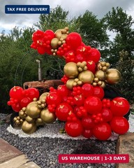 153Pcs Red and Gold Balloons Garland Arch Kit with Stars – 22 18 12 10 5 inch Di