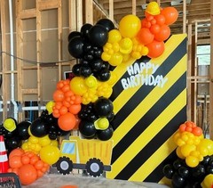 Construction Balloons, 12 inch Black Orange Yellow Balloons,Excavator Helmet …