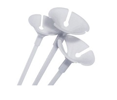 23” Plastic White Balloon Sticks with Clear Twist Cups reusable set
