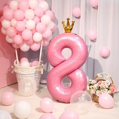 40″ Crown Pink Balloon – Big Conjoined Light Pink Foil Mylar Helium Number 8