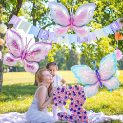 6 Pieces 39 Inches Butterfly Balloons – Large Gradient Butterflies Foil Mylar…