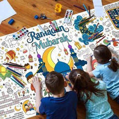 Giant 31.5 x 72 Ramadan Coloring Poster | Fun Table Cover & Art Decor