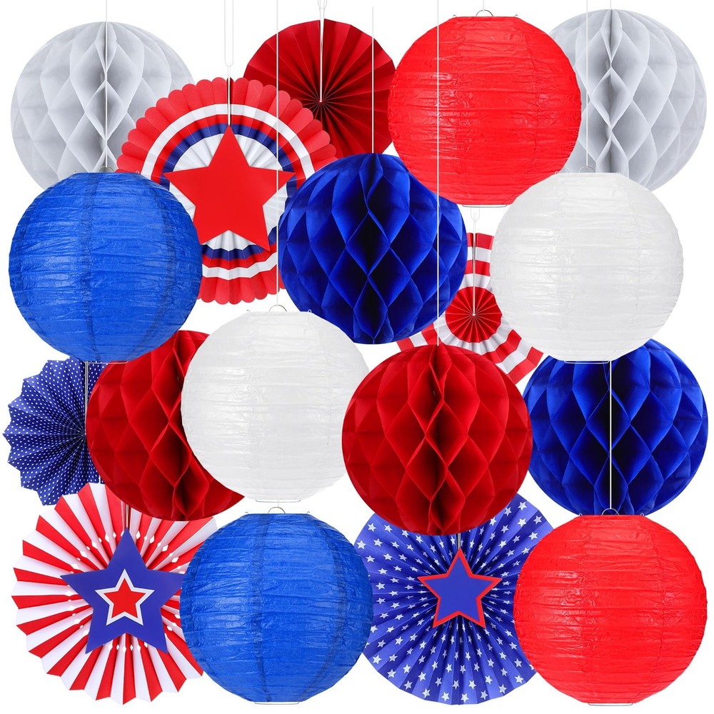 18 Pcs Patriotic Party Decorations 250th Anniversary Decorations 4th of July Han