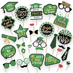 , 2026 Graduation Photo Booth Props – Glitter, Pack of 30 | Black and Green G…