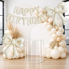 4 Pcs Cream Bow Balloons, 31”Huge Beige Bow Aluminum Foil Balloons for , Baby…